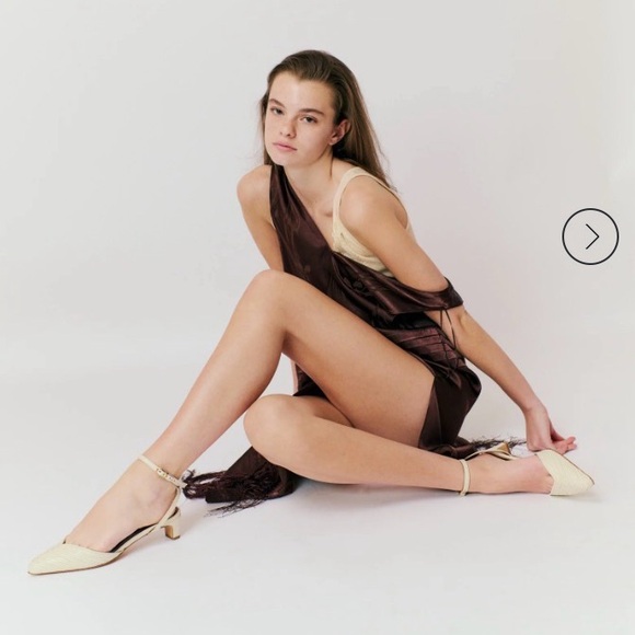Anonymous Copenhagen Ankle-Strap Pointed Toe Heels in Light Blue
